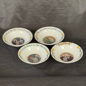 Vintage 1996 Kellogg's Corn Flakes Advertising Cereal Bowl Set of 4 Retro Promo